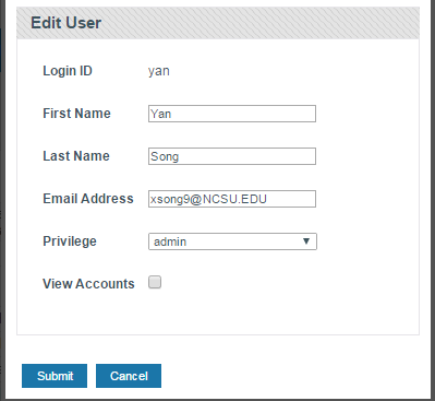 Screenshot of Edit User