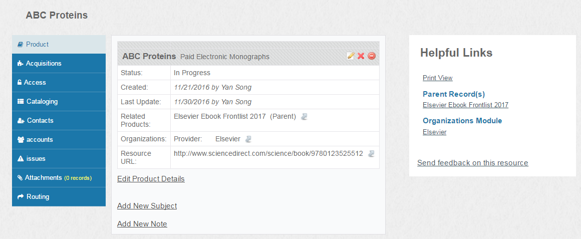 Screenshot of Product