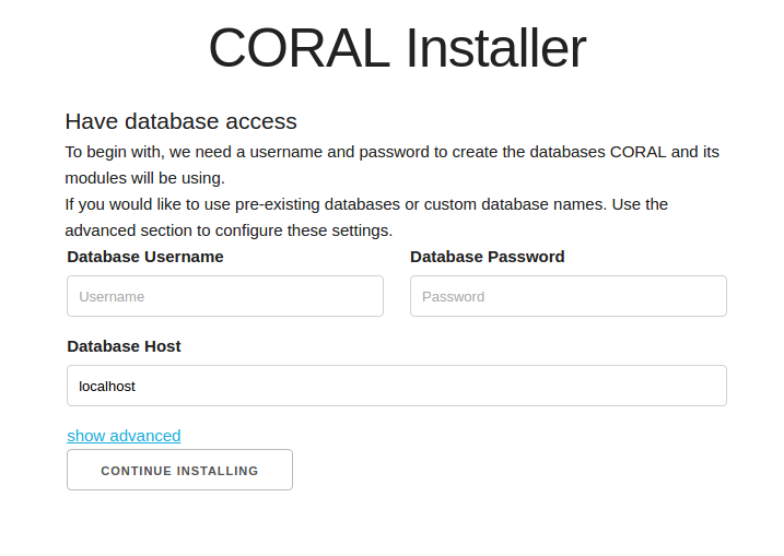Screenshot of MySQL Database Setup