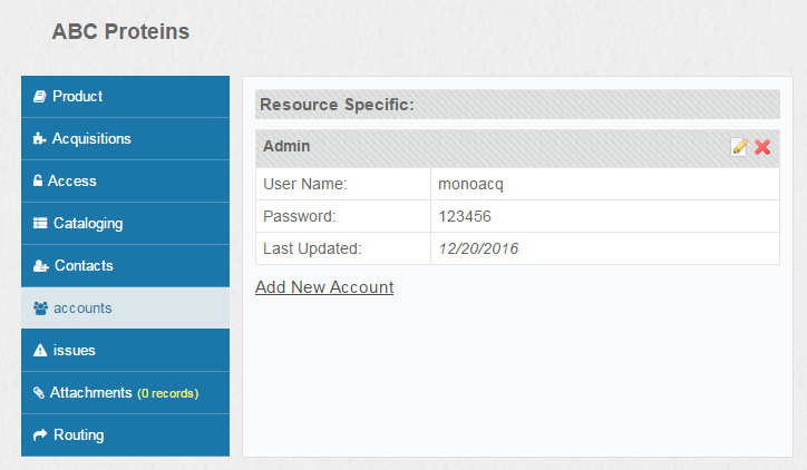 Screenshot of Accounts