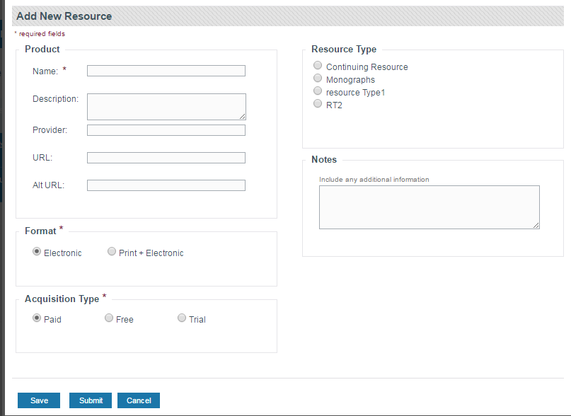 Screenshot of New Resource Window