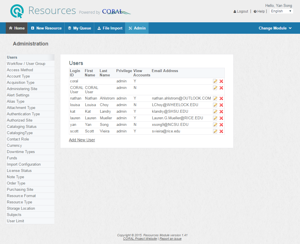 Screenshot of Admin